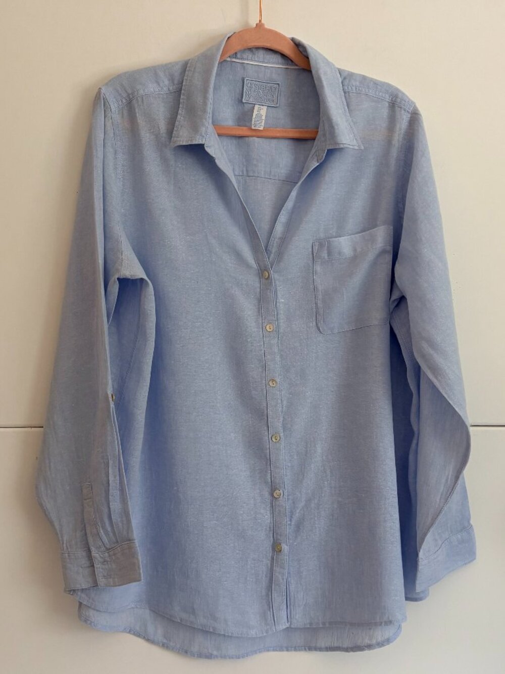 Sigrid Olsen Woman's 100% Linen Light Blue Long Sleeve Top/Shirt Size XL - Picture 2 of 6